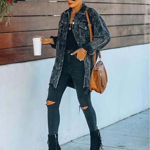 Women's Oversized Sz M Button Down Corduroy Distressed Jacket Shacket NWOT - Picture 5 of 5